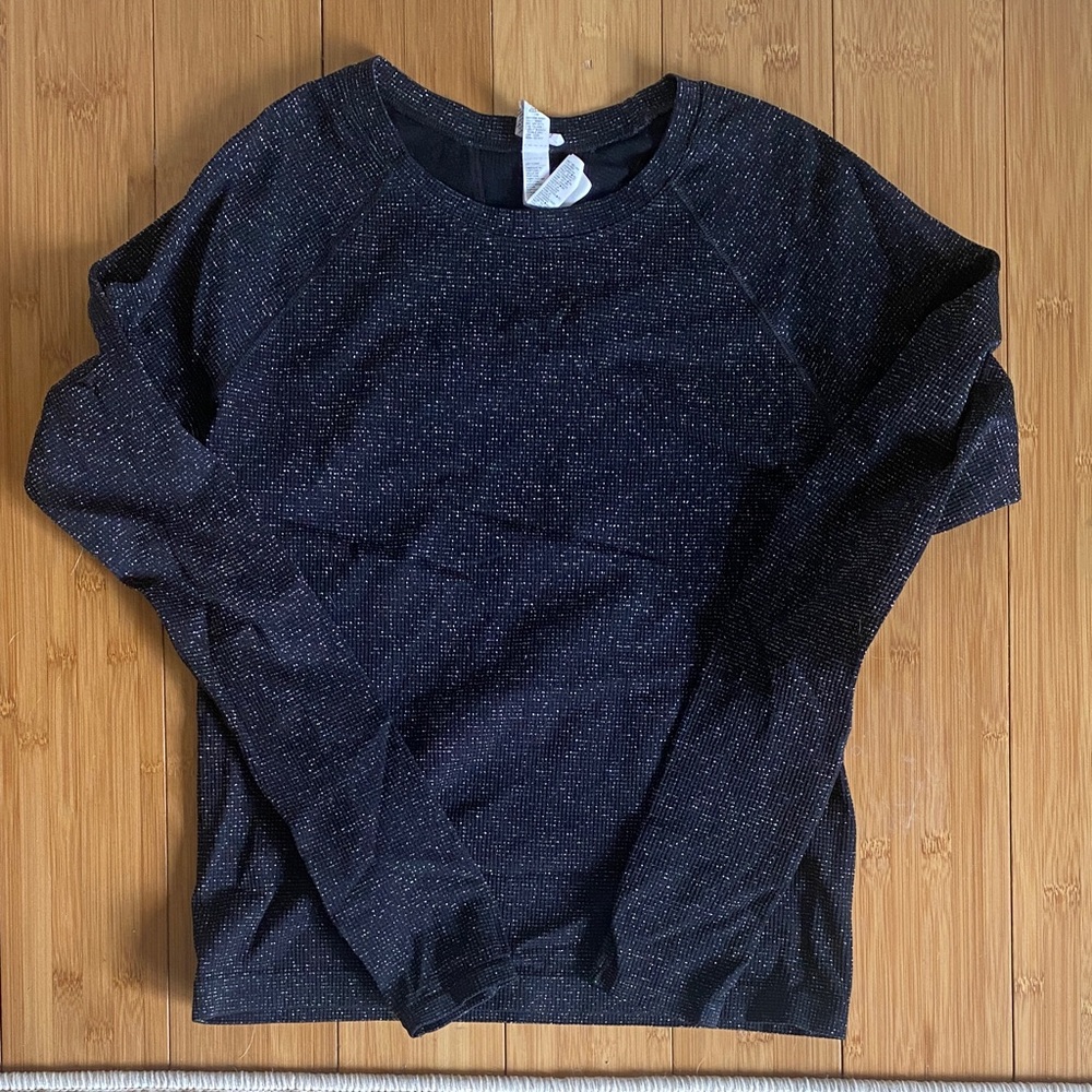 Athleta momentum top black shimmer